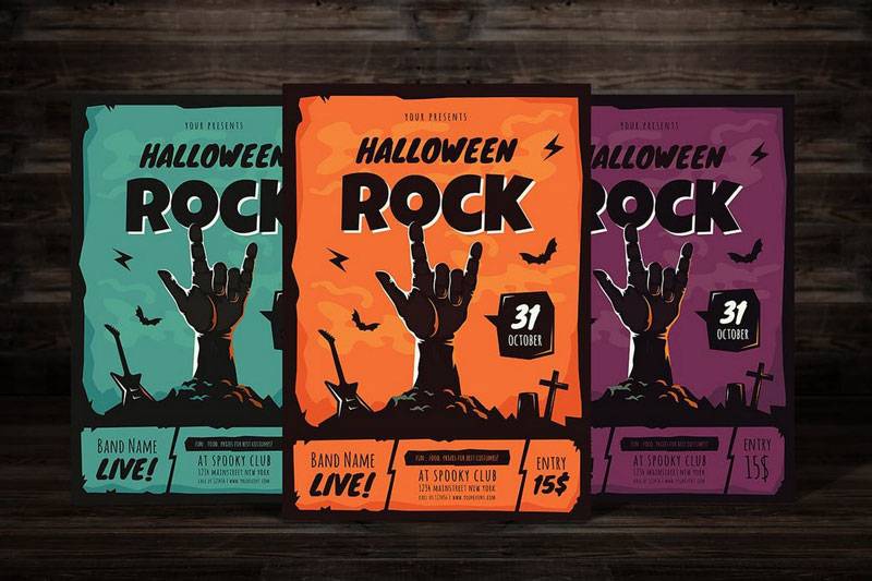 Halloween Rock Party Flyer Templates