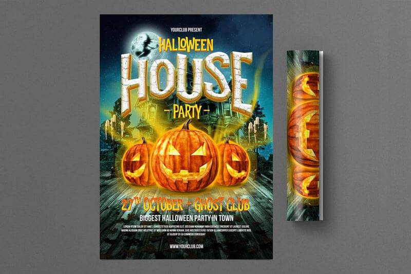 Halloween House Party Flyer Templates