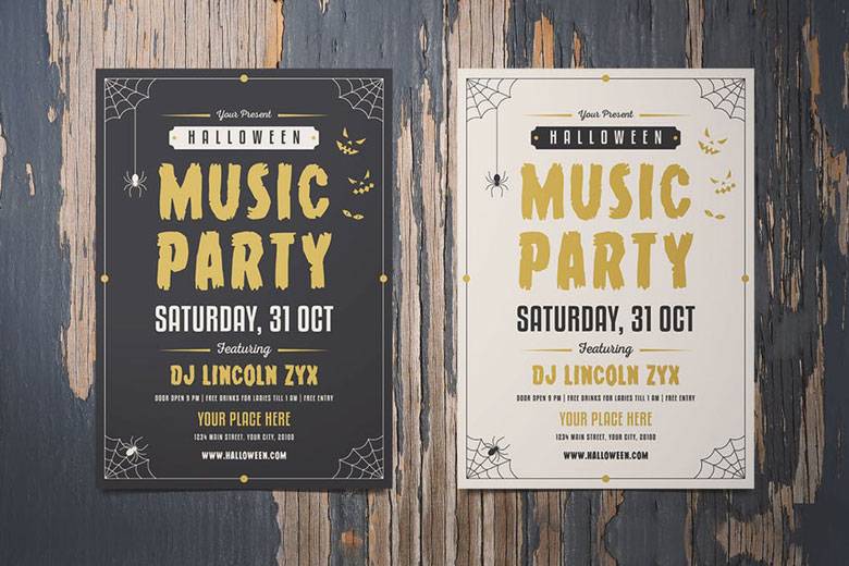 Music Party Halloween Flyer Templates