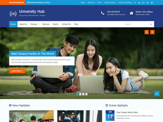 Free Education Wordpress Themes For Schools & Colleges
