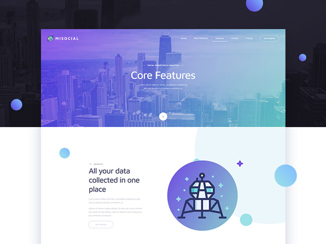 MISOCIAL Gradient Style PSD Template Free Download