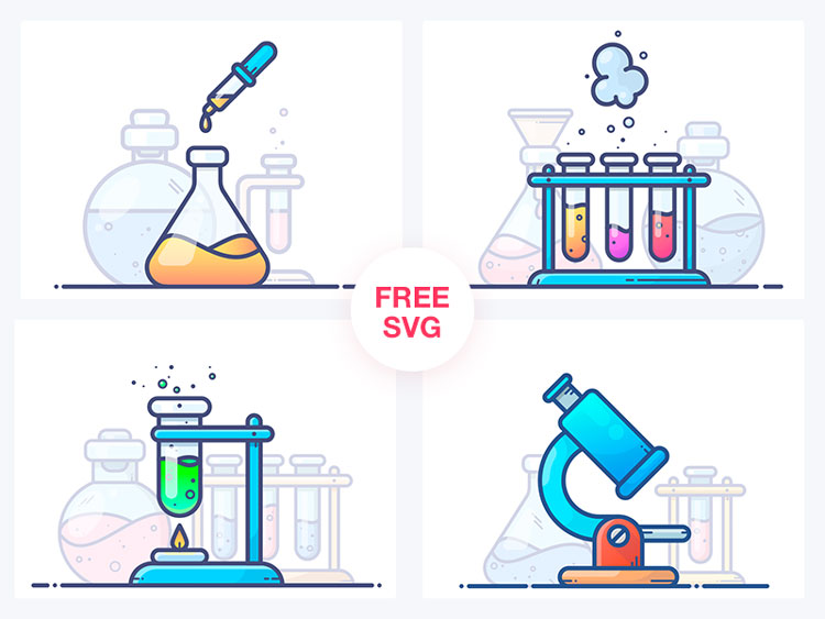 Minimalistic Chemistry Lab Illustrations Free In PNG & SVG