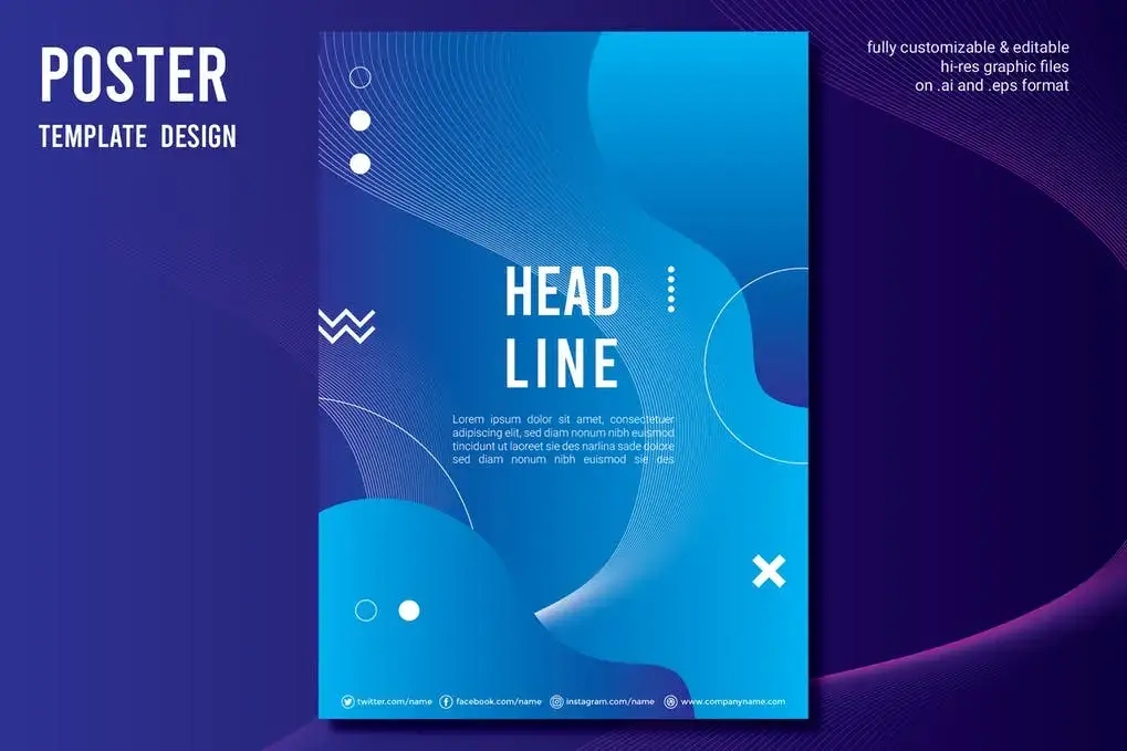 Blue Gradient Abstract Shape Poster Design