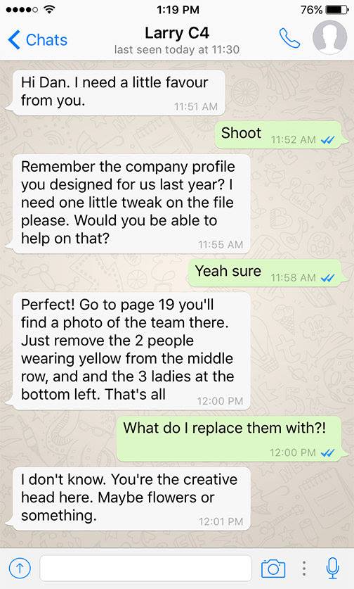designer and client funny conversation