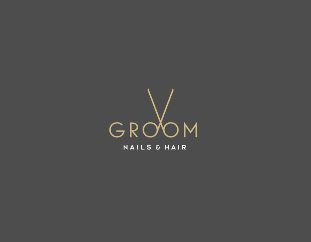 hair saloon creative logo, barber minimal logo