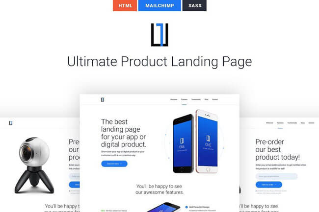 product landing page template