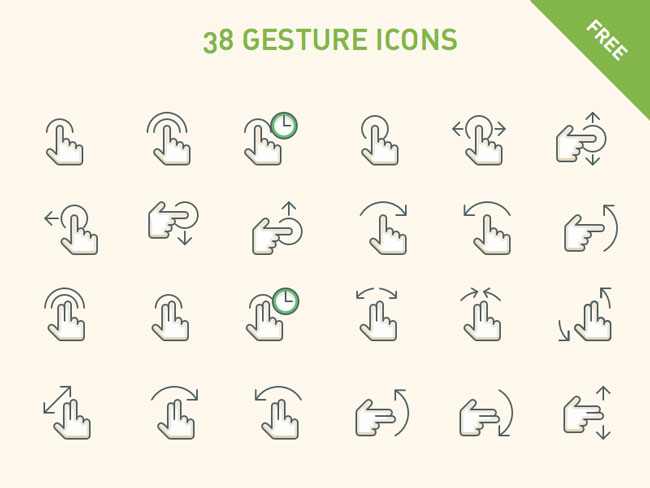 Free Touch Gesture Icons For App Designers