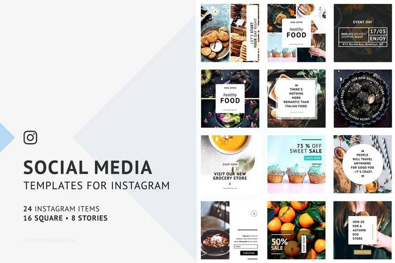 Instagram Food Post & Stories PSD Templates