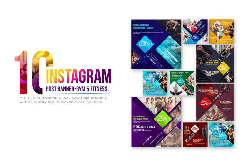 Instagram Fitness Post & Stories PSD Templates