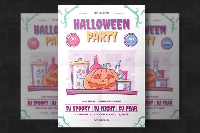 Halloween Colorful Party Flyer Templates