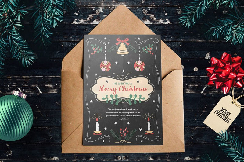 Beautiful Christmas Card PSD Template