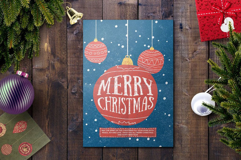 Minimal Christmas Card PSD Template