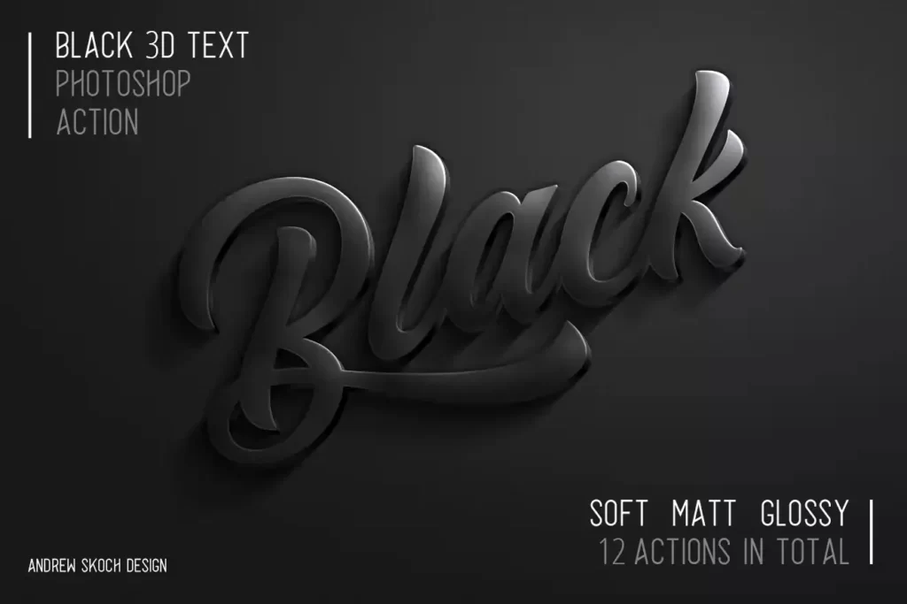 Black 3D Text Photoshop Action