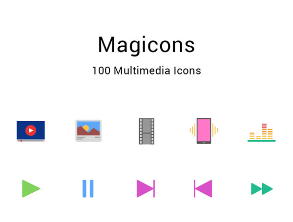 Free Multimedia Flat Icons Set