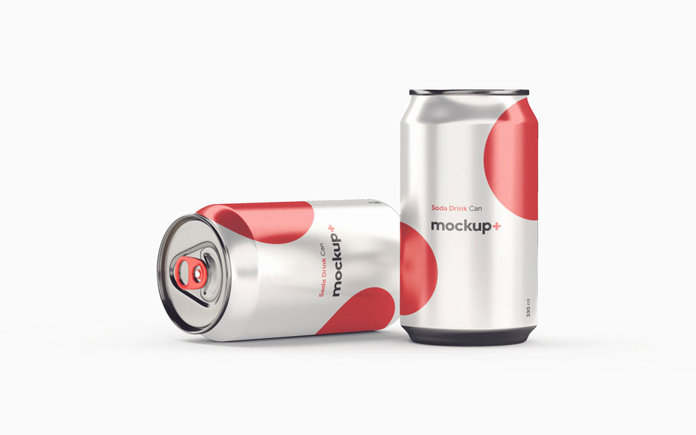 Free Realistic Soda Drink Can PSD Mockup