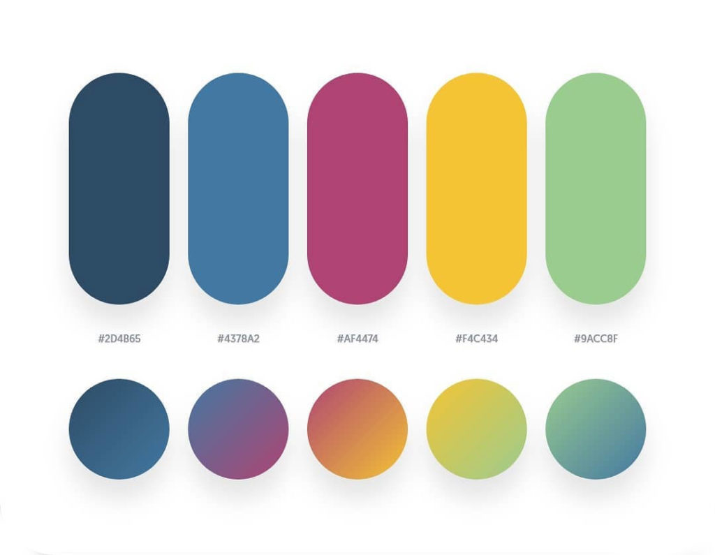 50 Beautiful Color Palettes With Their Similar Gradient Palettes