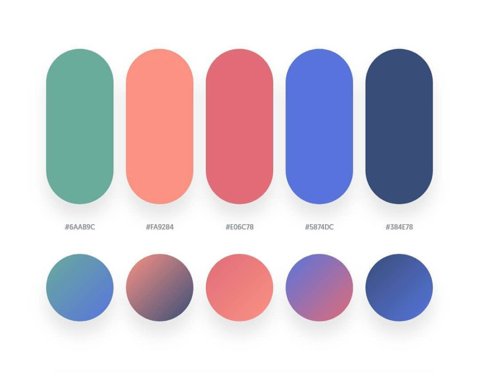 40 Beautiful Color Palettes With Their Similar Gradient Palettes