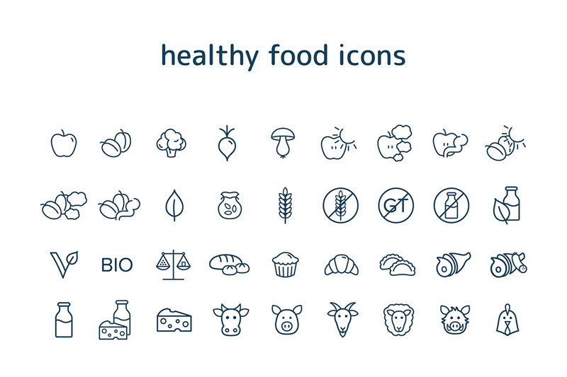 minimal design food icons vector