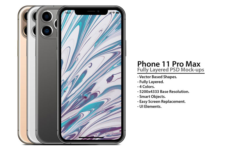 iPhone 11 Pro Layered PSD Face and Back Mockup