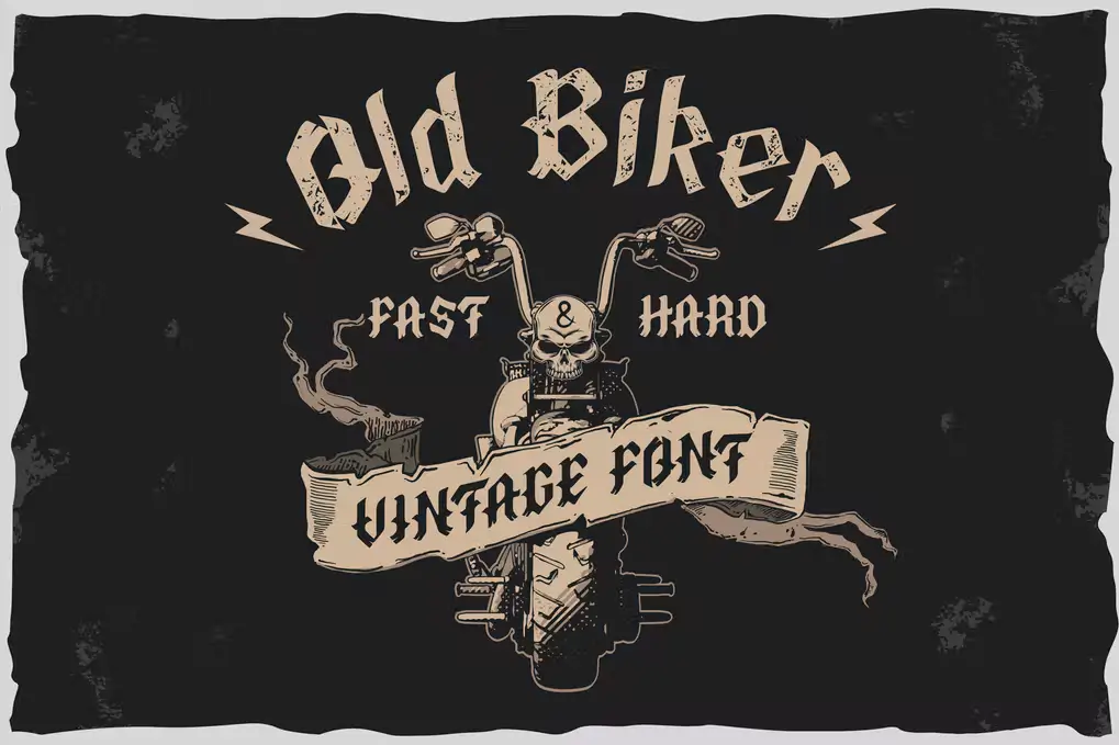 Old Biker - Gothic Style Vintage Label Font