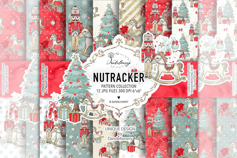 Christmas Nutcracker Digital Paper Pack