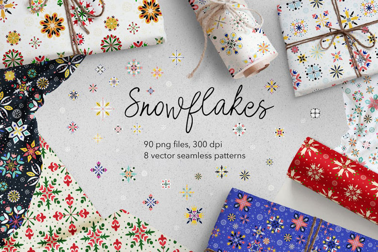 Colorful Christmas Snowflakes Patterns