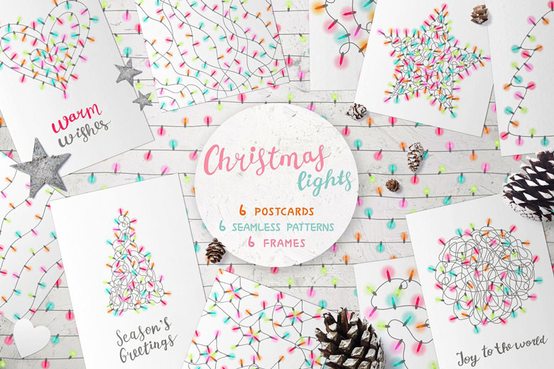 Christmas Lights Patterns, Cards & Frames