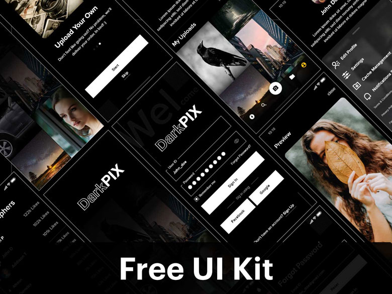 Free Stock Images App Design UI Kit