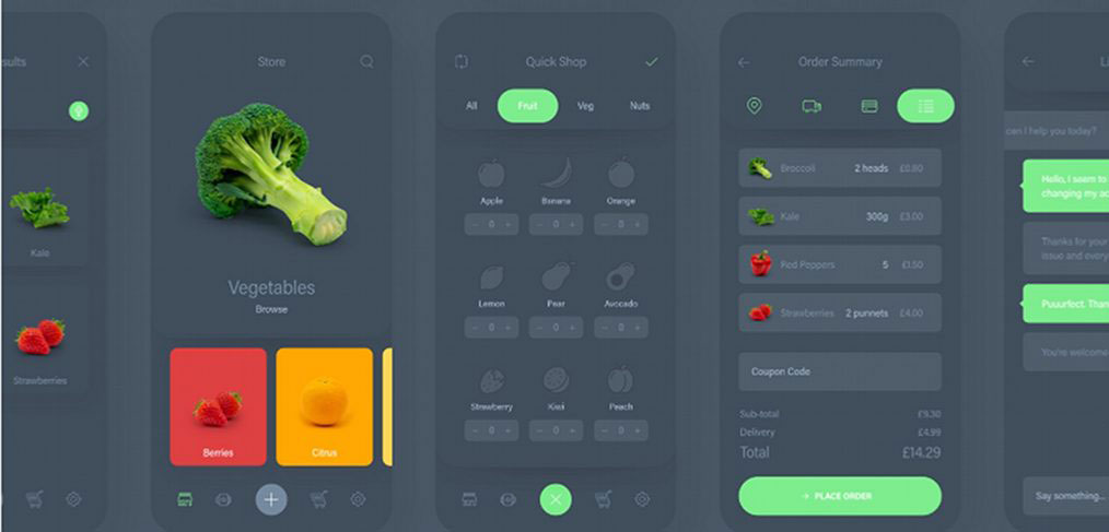 Free Fresh Food UI Kit For Adobe XD