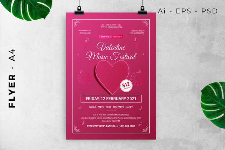 Valentine Music Festival Invitation Card