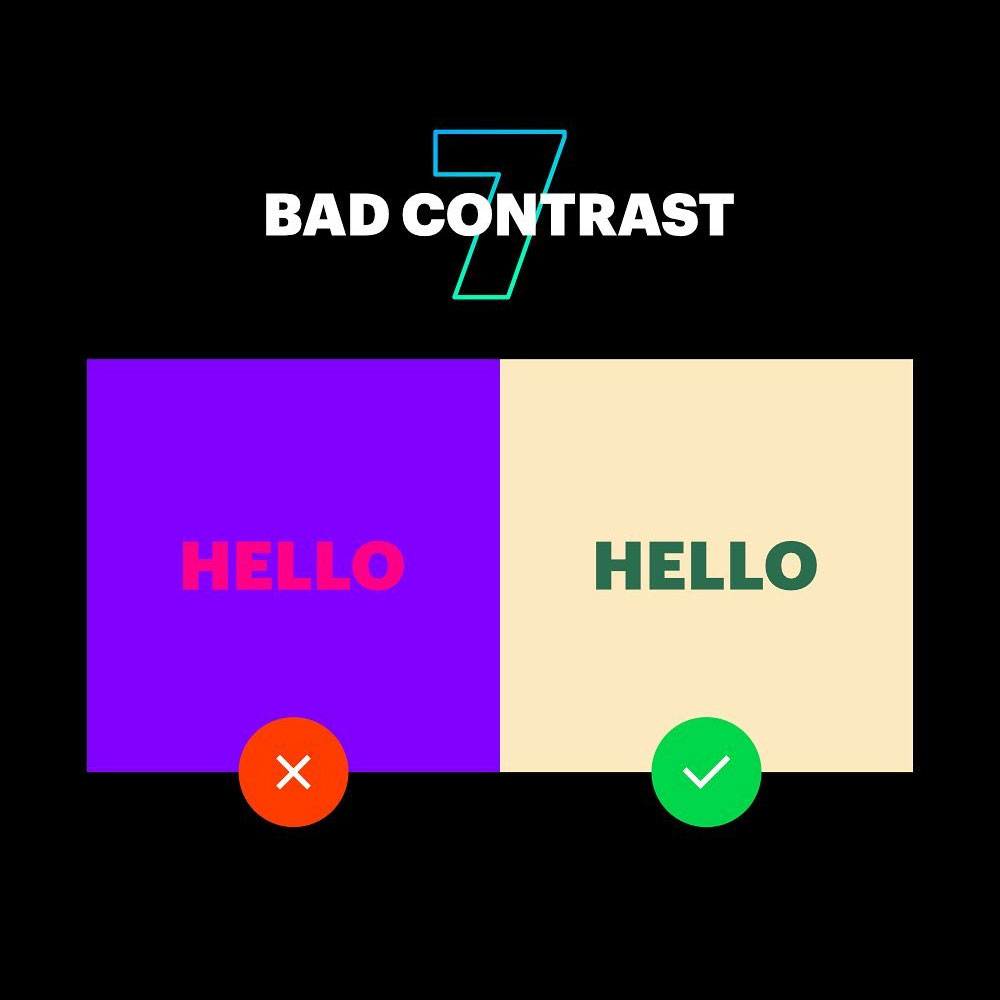 bad contrast vs good contrast in design