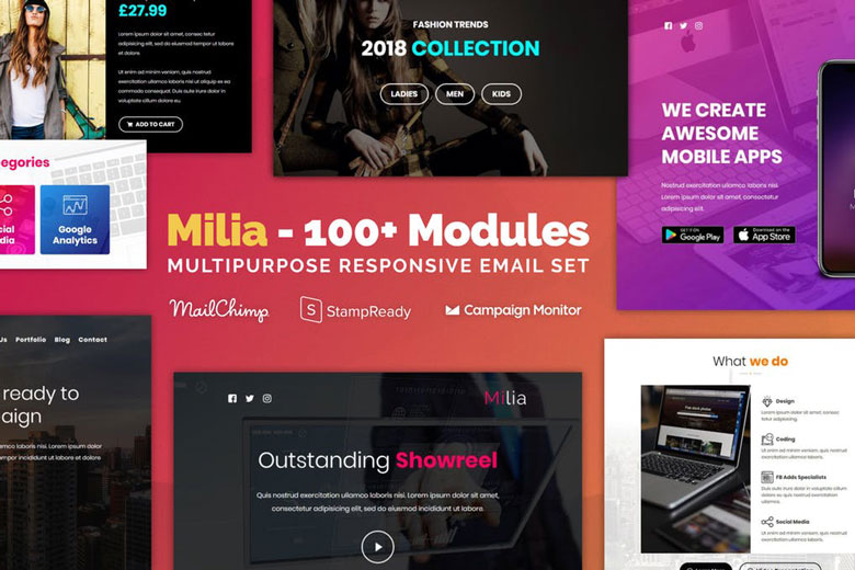 Responsive Email Template with 100+ Modules