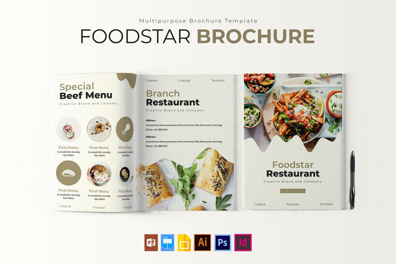 Foodstar Restaurant Tri Fold Brochure Template
