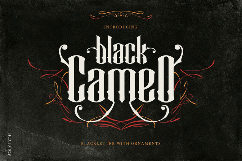 lackletter Font With Ornaments
