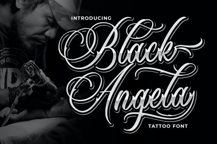 Black Angela Script Tattoo Font