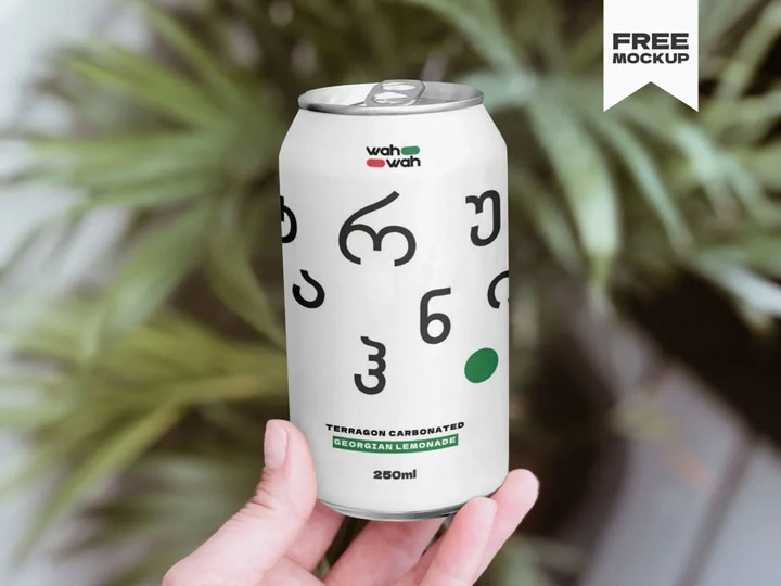 Free Realistic Drink Can Mockup Template