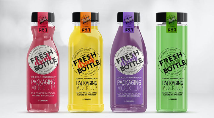 Bottled Juice Smoothies Packaging MockUp