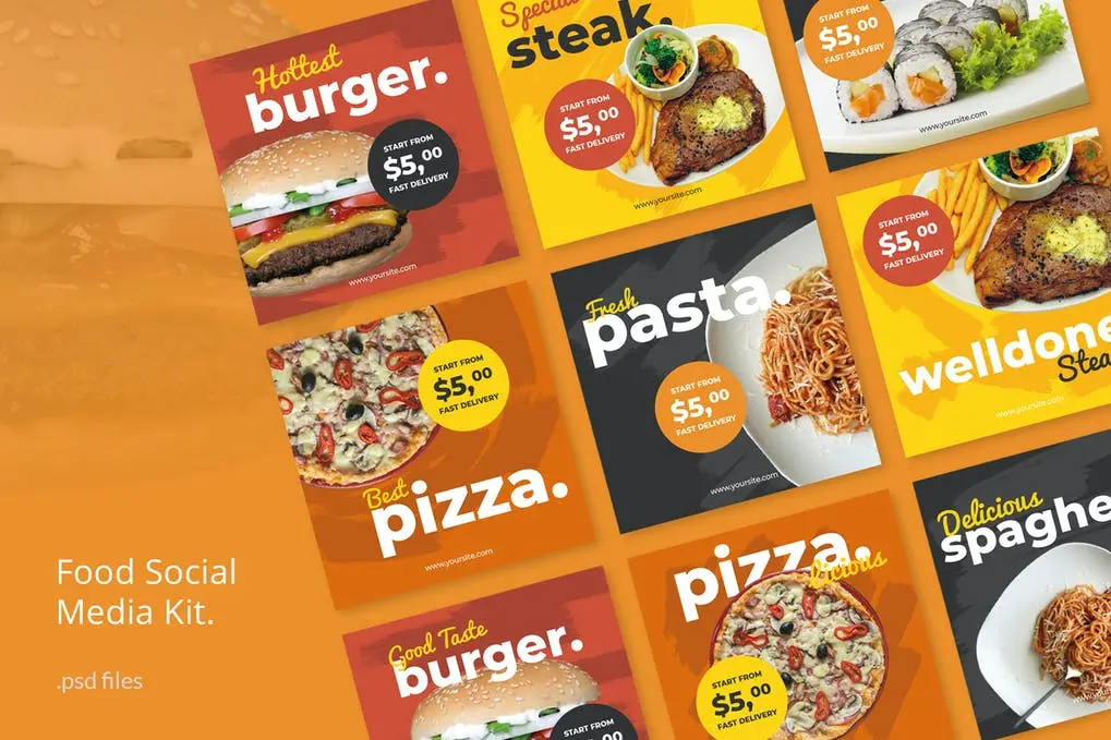 Fast Food Social Media Kit Templates