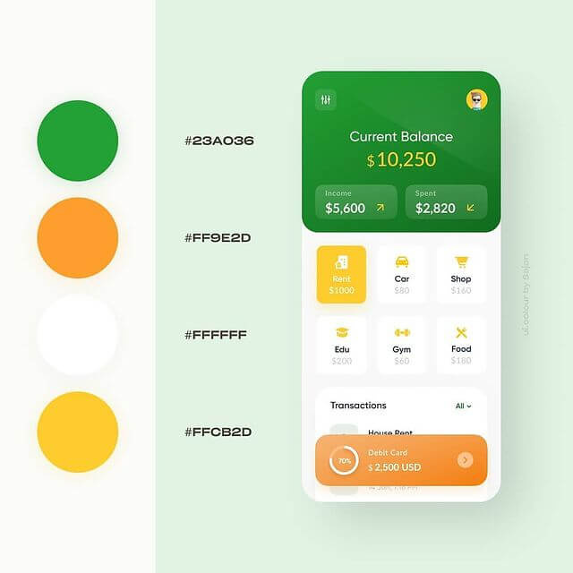 Money Manager App Color Palette