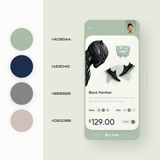 Shoe Ecommerce App Color Palette