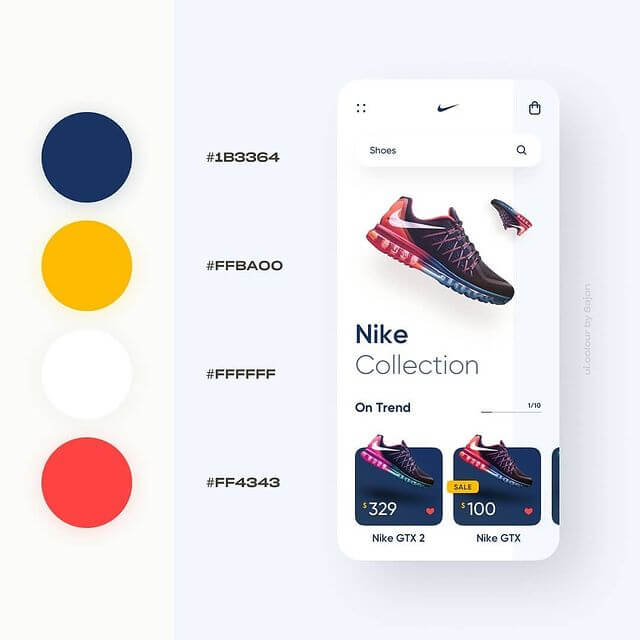 Nike Shoes App Color Scheme