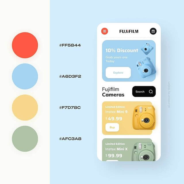 Fujifilm Camera App Design Color Palette