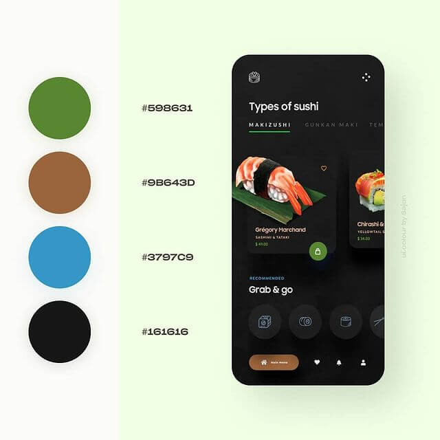 Sushi Restaurant App Color Palette