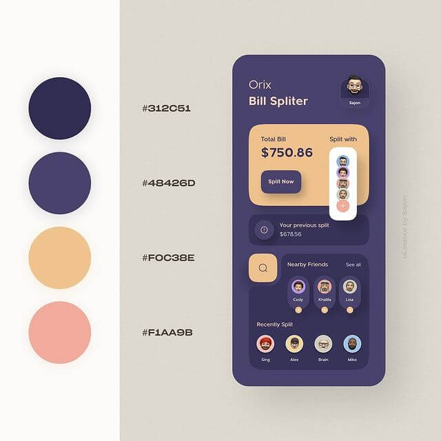 Bill Splitter App Color Palette