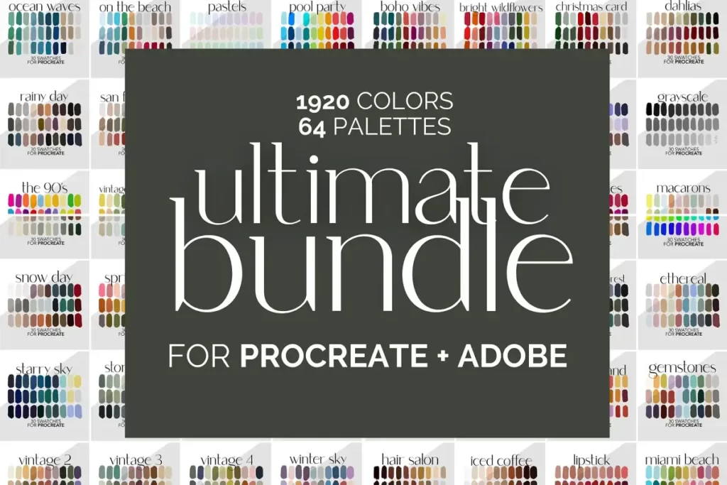 64 Color Palettes for Procreate and Adobe