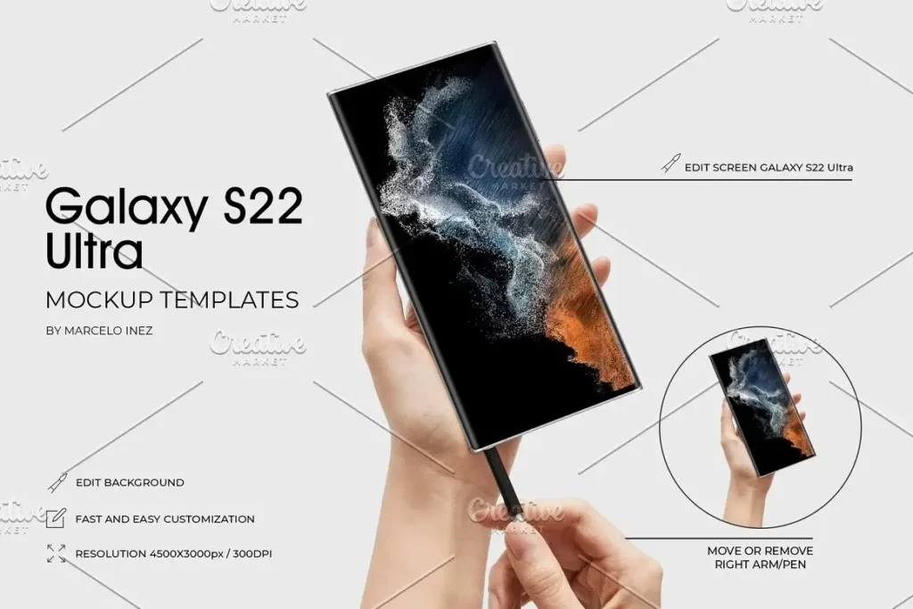 Galaxy S22 Ultra In Hand Mockup Template