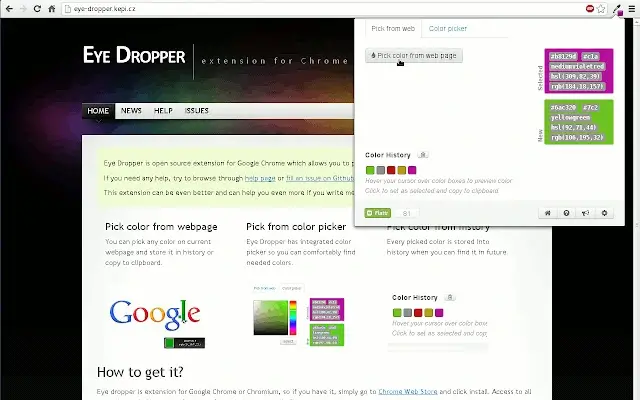 Eye Dropper Google Chrome Color Extension