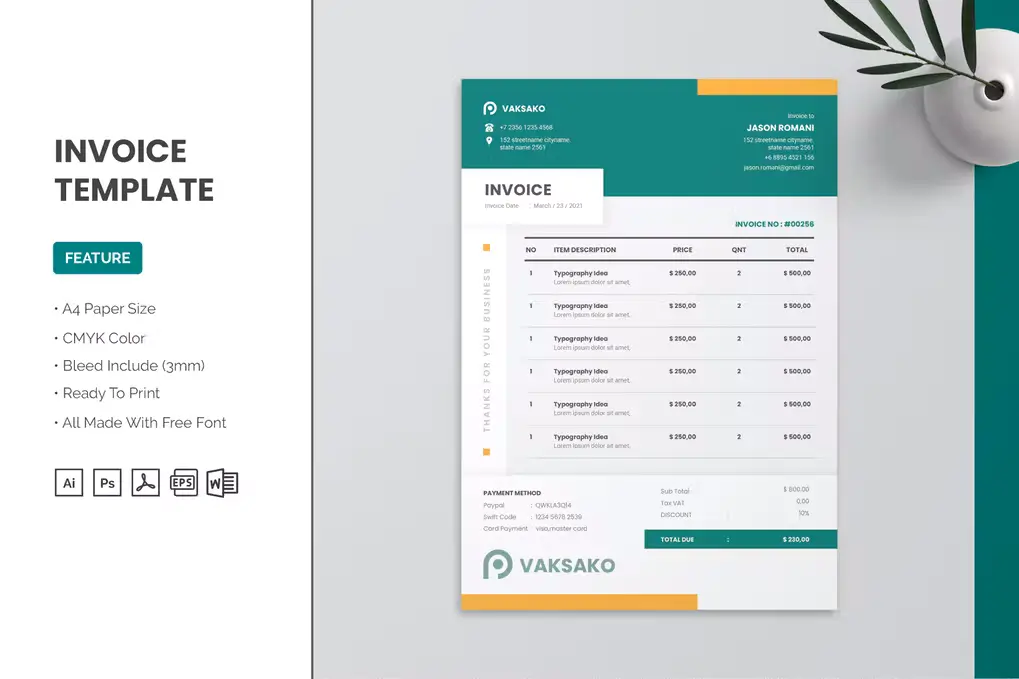 A4 Business Invoice Template