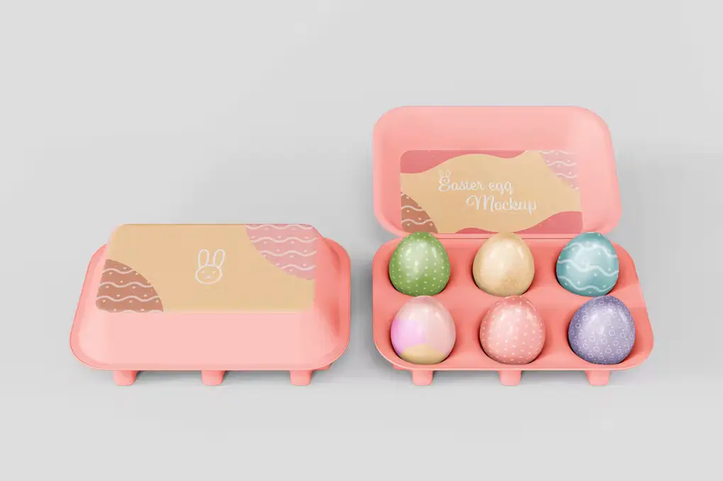Easter Eggs Crate Packaging Mockup Template