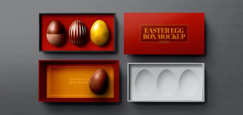 Easter Eggs Gift Box Mockup PSD Template